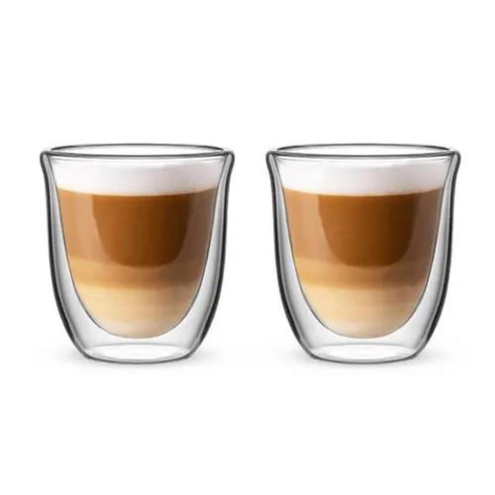 Bialetti  Firenze Set of 2 Double Walled Flat White Glass 200ml